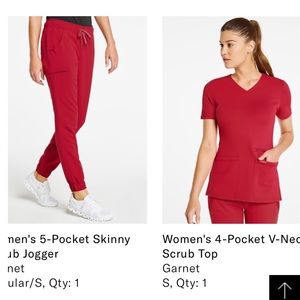 Jaanuu “garnet” red scrub set size small